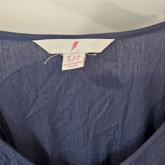 Midi hi low navy blue dress button detail sz Small - Picture 12 of 12